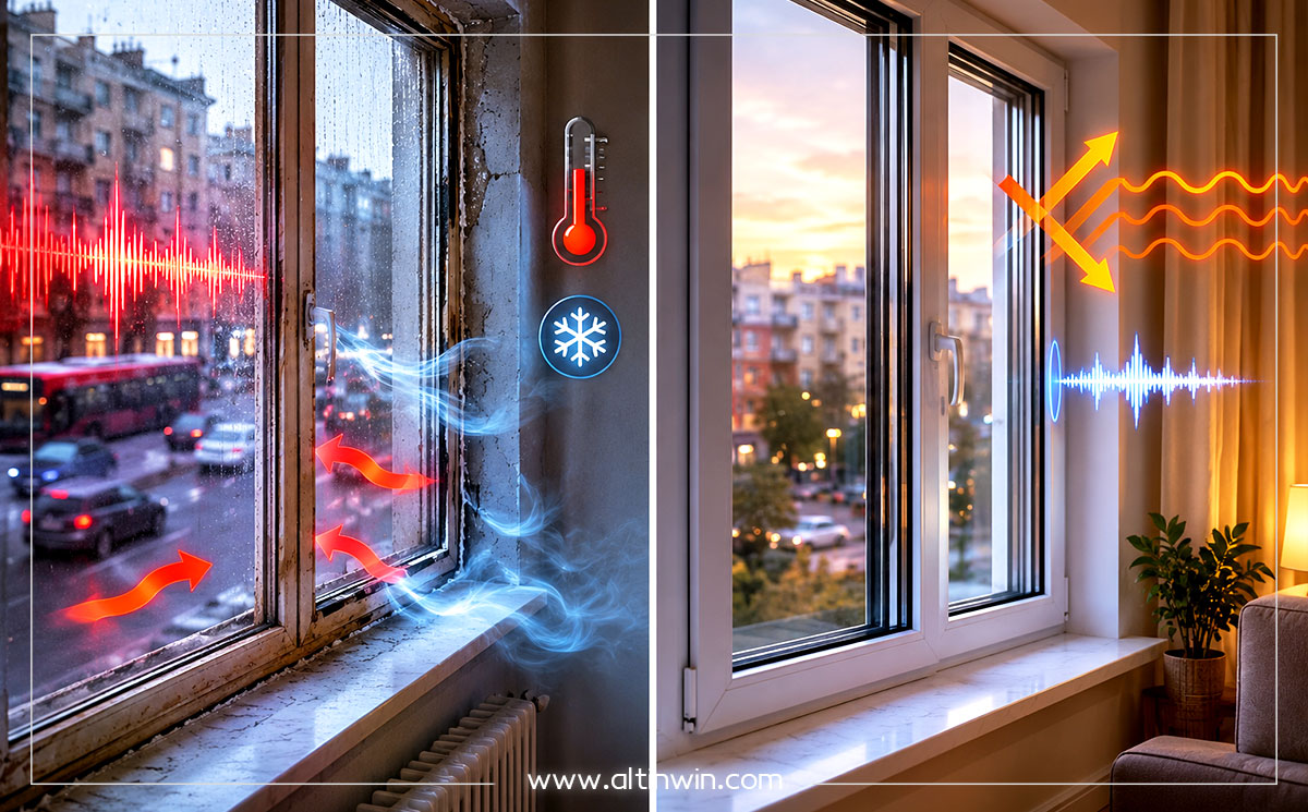 از علایم استاندارد نبود پنجره دو جداره عدم عایق بندی است